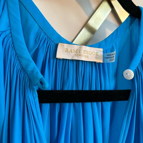 Ramy Brook Turquoise Blue Silk Top, Size XXS - Picture 2 of 4
